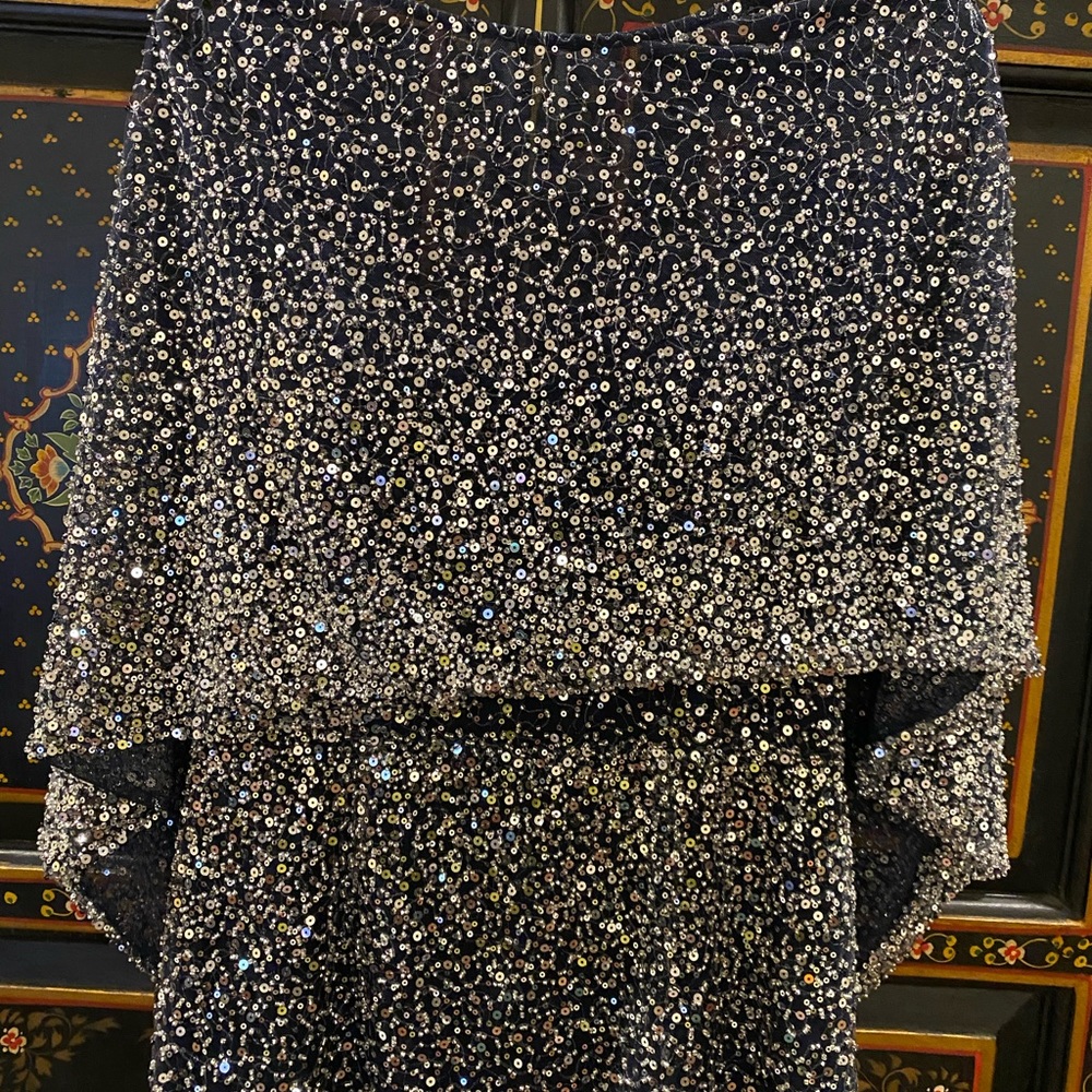 Rickie Freeman for Teri Jon Black and Silver Gown - Picture 2 of 10